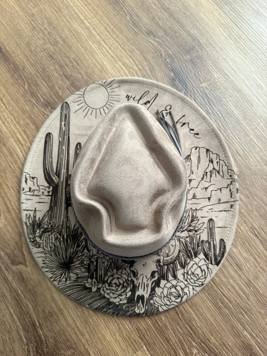 HAND BURNED WILD & FREE HAT