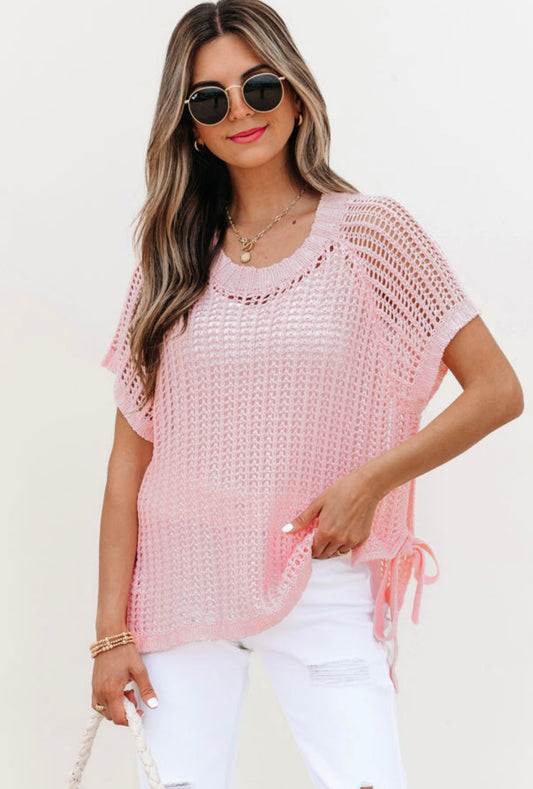 COASTAL CHARM SIDE TIE SWEATER