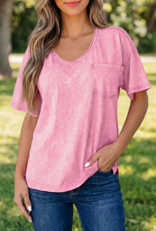 PINK CLOUD V NECK TEE