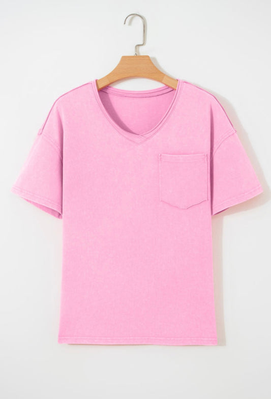 PINK CLOUD V NECK TEE